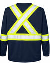An image of a Custom Tough Duck Micro Mesh Long Sleeve Safety TShirt in Navy!