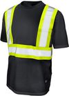 Am image of a Custom Tough Duck Micro Mesh Safety Tee with Pocket in Black!