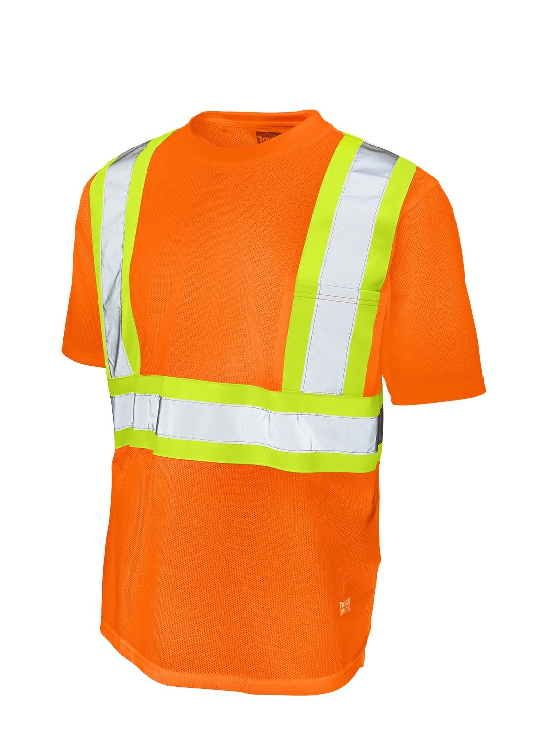 Tough Duck Micro Mesh Safety Tee with Pocket in Fluorescent Orange