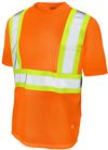 Am image of a Custom Tough Duck Micro Mesh Safety Tee with Pocket in Fluorescent Orange!
