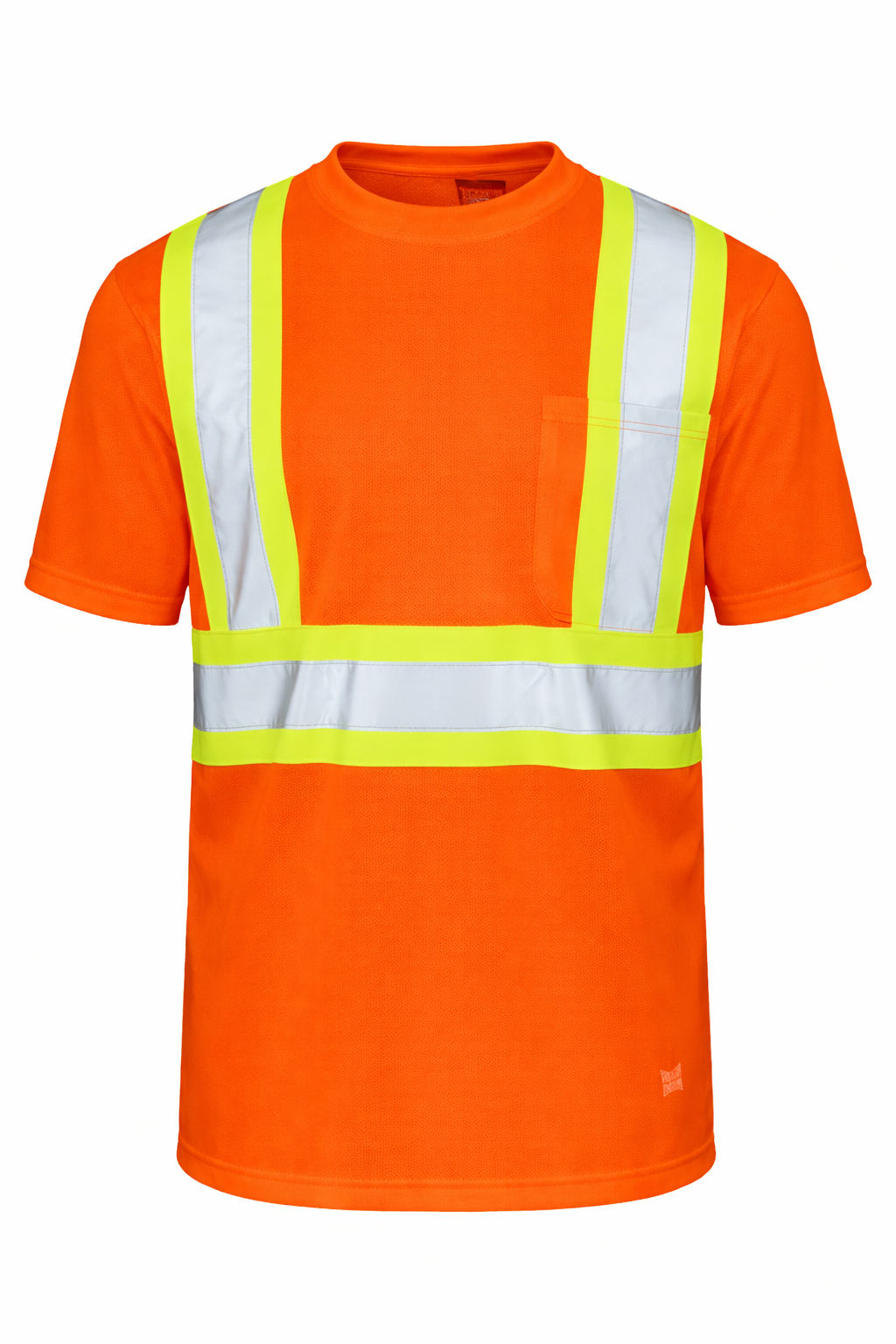 Tough Duck Micro Mesh Safety Tee with Pocket in Fluorescent Orange