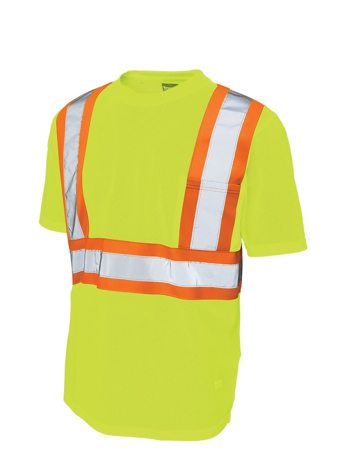 Tough Duck Micro Mesh Safety Tee with Pocket in Fluorescent Yellow/Green
