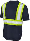 Am image of a Custom Tough Duck Micro Mesh Safety Tee with Pocket in Navy!