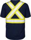 An image of a Custom Tough Duck Micro Mesh Safety Tee with Pocket in Navy!