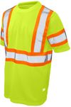 Am image of a Custom Tough Duck Micro Mesh Safety TShirt in Fluorescent Green!