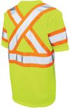 Am image of a Custom Tough Duck Micro Mesh Safety TShirt in Fluorescent Green!