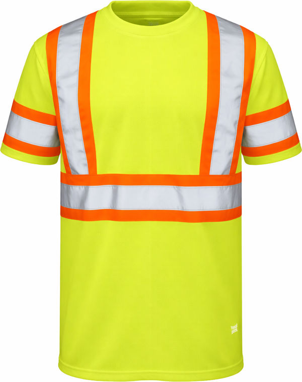 An image of a Custom Tough Duck Micro Mesh Safety TShirt in Fluorescent Green!