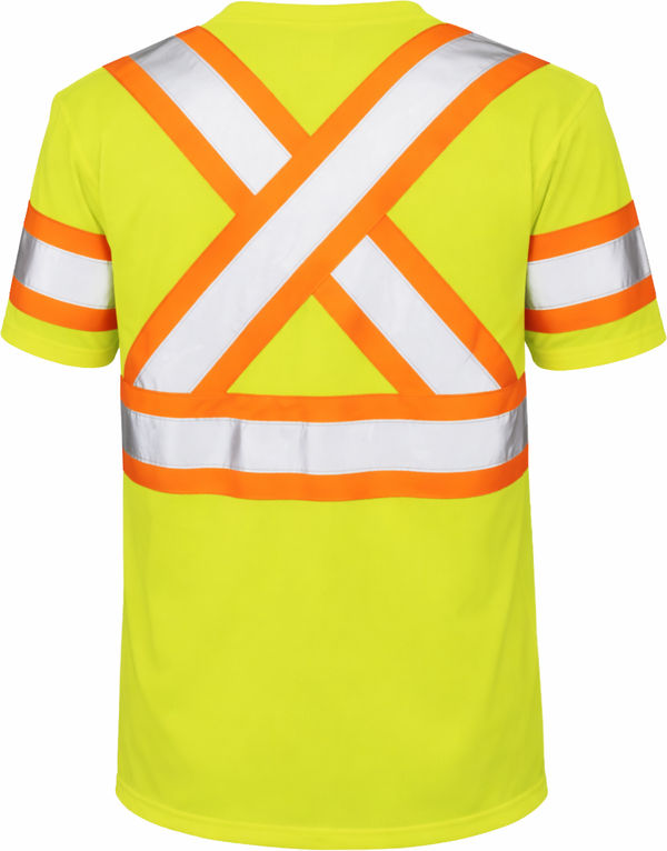 An image of a Custom Tough Duck Micro Mesh Safety TShirt in Fluorescent Green!
