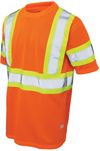 Am image of a Custom Tough Duck Micro Mesh Safety TShirt in Fluorescent Orange!