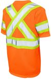 Am image of a Custom Tough Duck Micro Mesh Safety TShirt in Fluorescent Orange!