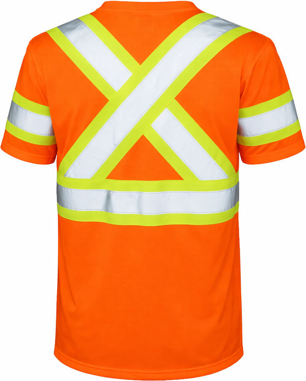 An image of a Custom Tough Duck Micro Mesh Safety TShirt in Fluorescent Orange!