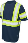 Am image of a Custom Tough Duck Micro Mesh Safety TShirt in Navy!