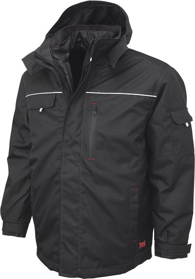 Am image of a Custom Tough Duck PolyOxford 3 in 1 Parka in Black!