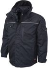 Am image of a Custom Tough Duck PolyOxford 3 in 1 Parka in Navy!