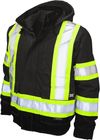 Am image of a Custom Tough Duck PolyOxford 3 in 1 Safety Bomber in Black!