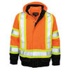 An image of a Custom Tough Duck PolyOxford 3 in 1 Safety Bomber in Fluorescent Orange!