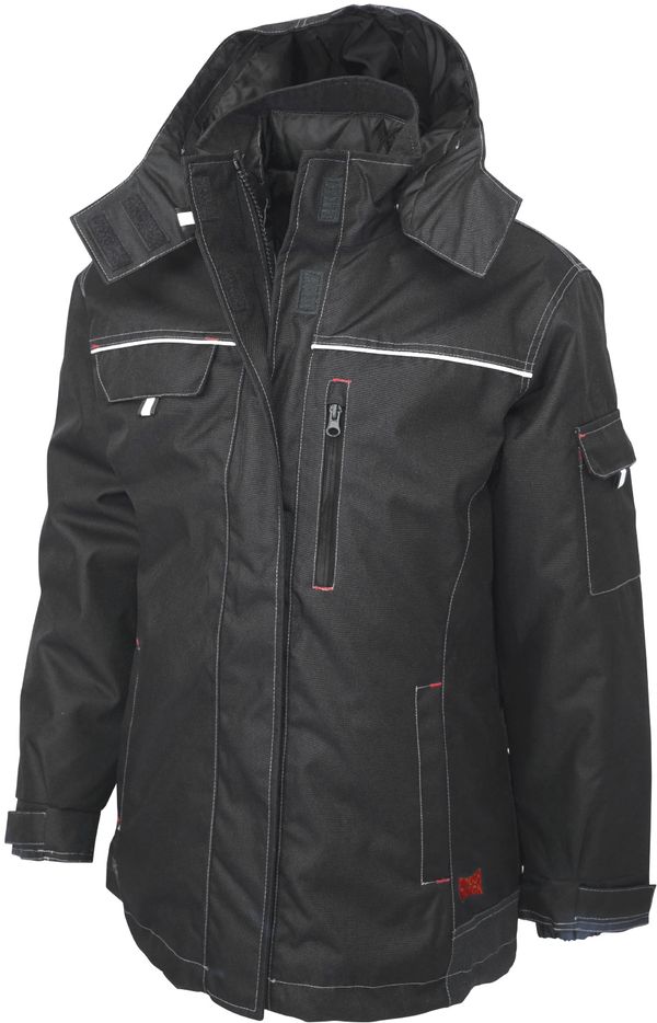 Am image of a Custom Tough Duck PolyOxford 3 in 1 Womens Parka in Black!