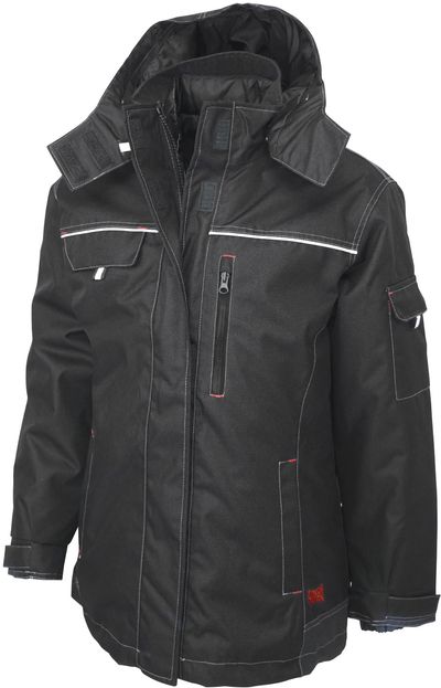 Am image of a Custom Tough Duck PolyOxford 3 in 1 Womens Parka in Black!