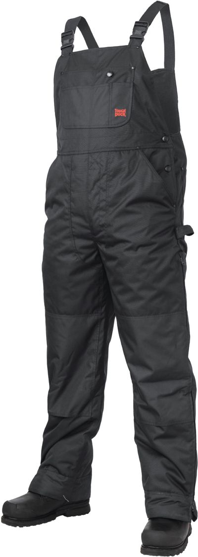 Am image of a Custom Tough Duck PolyOxford Insulated Bib Overall in Black!
