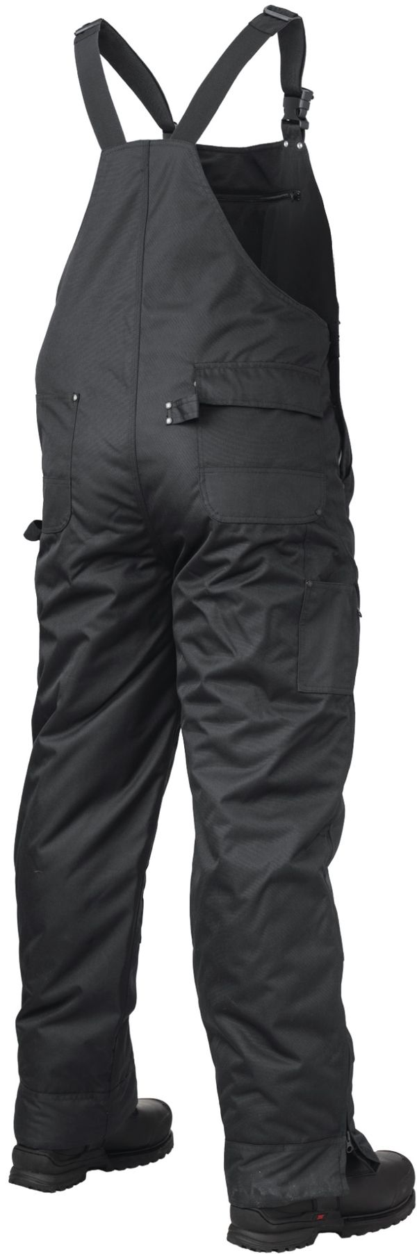 Am image of a Custom Tough Duck PolyOxford Insulated Bib Overall in Black!