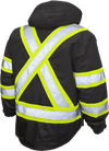 Am image of a Custom Tough Duck PolyOxford Insulated Safety 5 in 1 Jacket in Black!