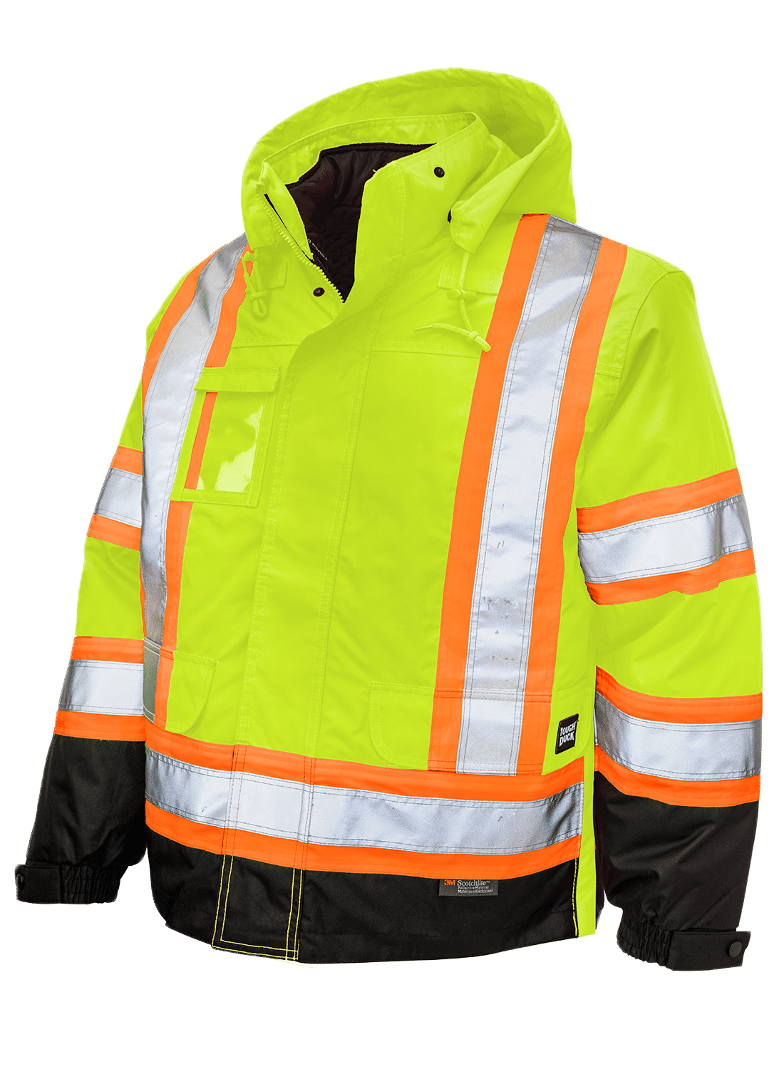 Tough Duck PolyOxford Insulated Safety 5 in 1 Jacket in Fluorescent Green