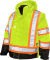 An image of a Custom Tough Duck PolyOxford Insulated Safety 5 in 1 Jacket in Fluorescent Green!