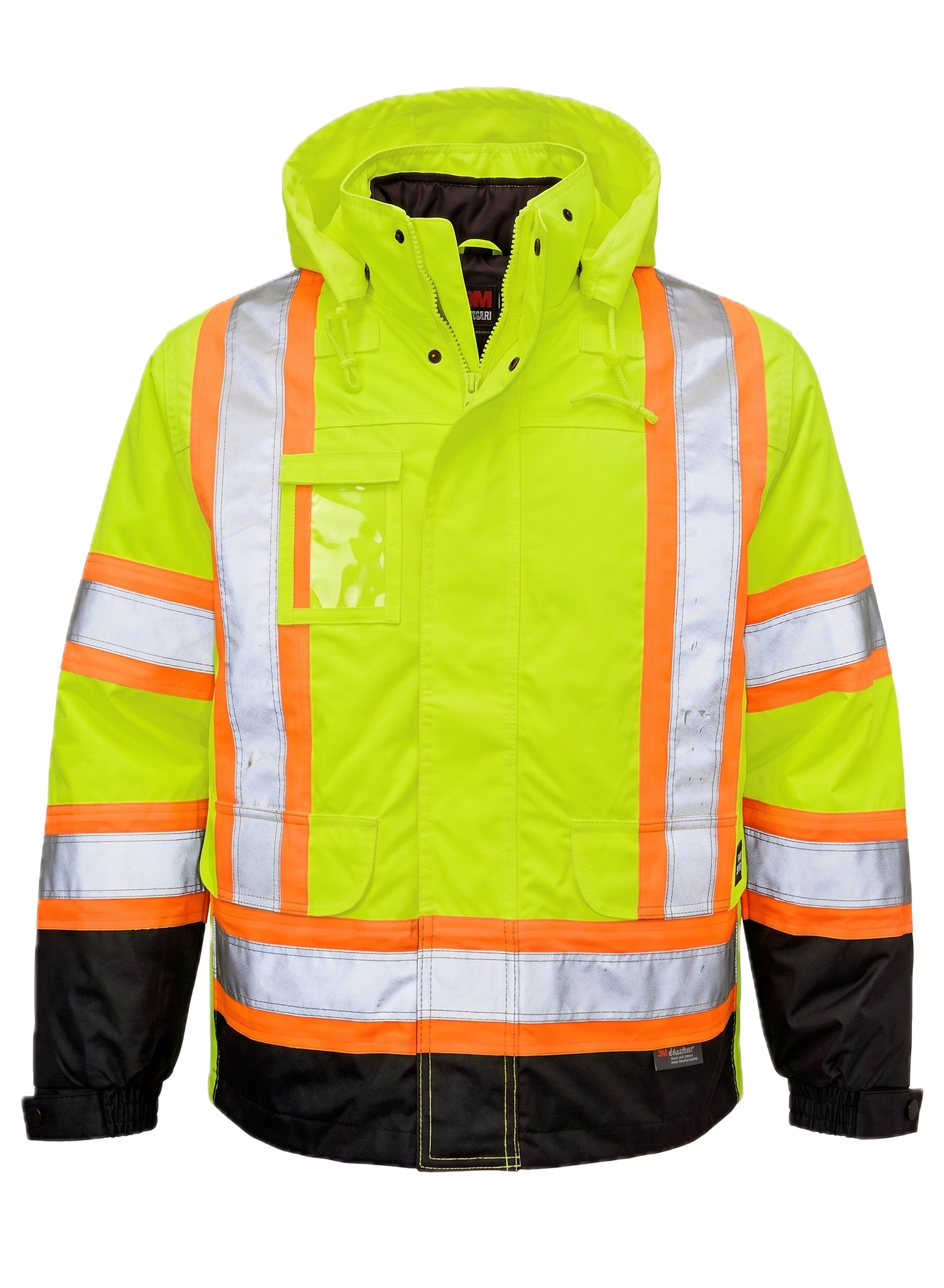 Tough Duck PolyOxford Insulated Safety 5 in 1 Jacket in Fluorescent Green
