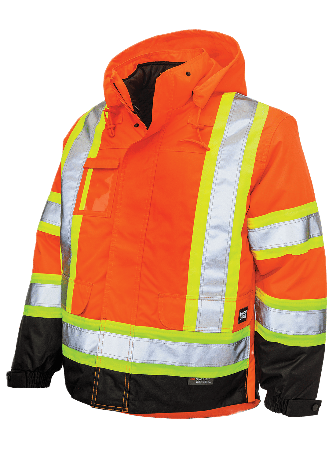 Tough Duck PolyOxford Insulated Safety 5 in 1 Jacket in Fluorescent Orange