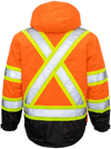 An image of a Custom Tough Duck PolyOxford Insulated Safety 5 in 1 Jacket in Fluorescent Orange!