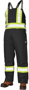 Am image of a Custom Tough Duck PolyOxford Insulated Safety Bib Overall in Black!