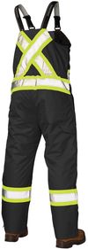 Am image of a Custom Tough Duck PolyOxford Insulated Safety Bib Overall in Black!