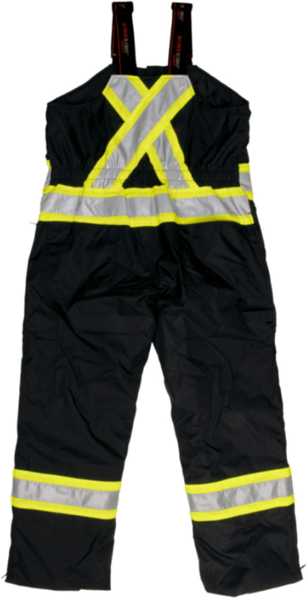 An image of a Custom Tough Duck PolyOxford Insulated Safety Bib Overall in Black!