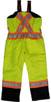 An image of a Custom Tough Duck PolyOxford Insulated Safety Bib Overall in Fluorescent Green!