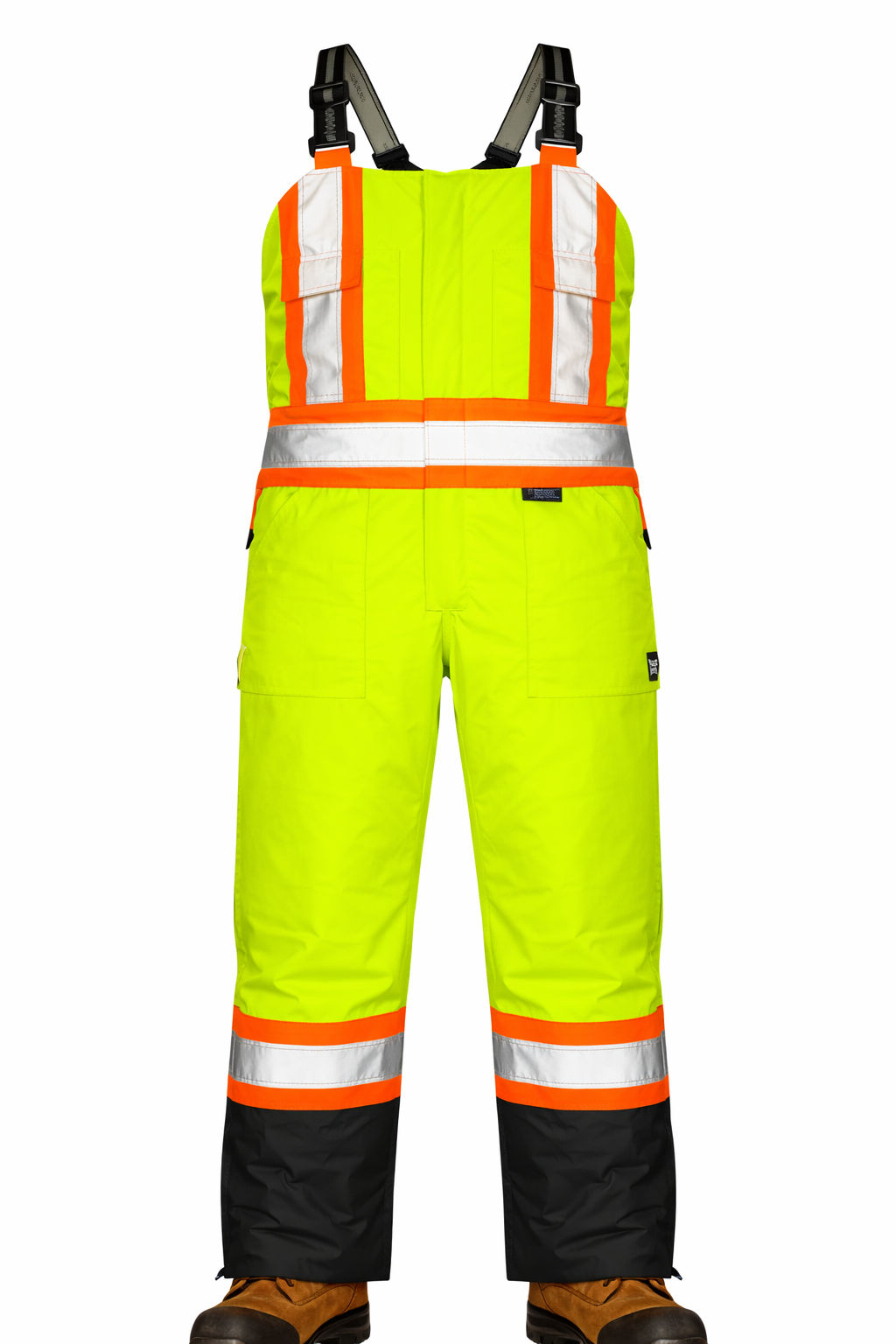 Tough Duck PolyOxford Insulated Safety Bib Overall in Fluorescent Green