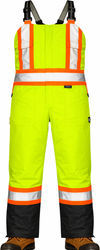 An image of a Custom Tough Duck PolyOxford Insulated Safety Bib Overall in Fluorescent Green!