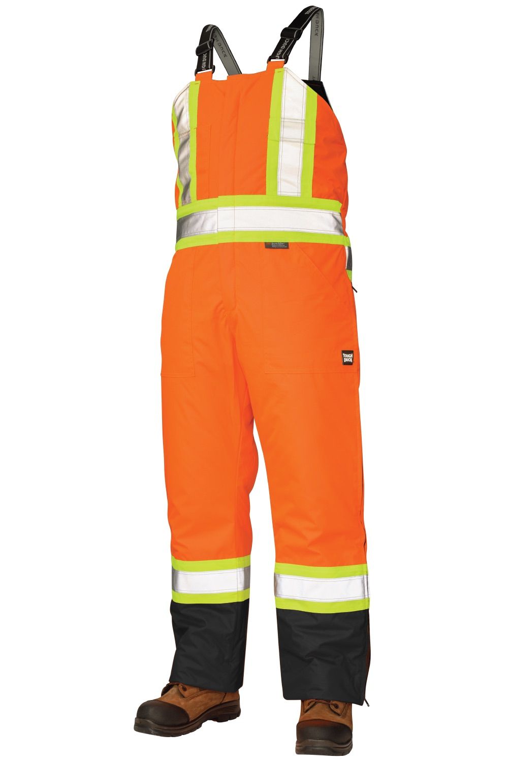 Tough Duck PolyOxford Insulated Safety Bib Overall in Fluorescent Orange