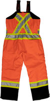 An image of a Custom Tough Duck PolyOxford Insulated Safety Bib Overall in Fluorescent Orange!
