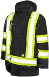 Am image of a Custom Tough Duck PolyOxford Insulated Safety Parka in Black!