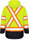 An image of a Custom Tough Duck PolyOxford Insulated Safety Parka in Fluorescent Green!