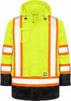 An image of a Custom Tough Duck PolyOxford Insulated Safety Parka in Fluorescent Green!