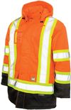 Am image of a Custom Tough Duck PolyOxford Insulated Safety Parka in Fluorescent Orange!