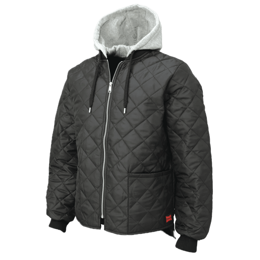 Tough Duck Quilted Hooded Freezer Jacket in Black