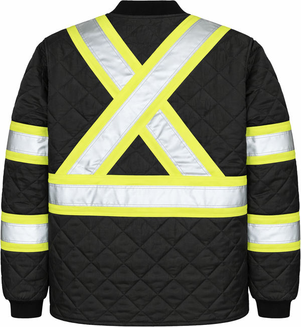 An image of a Custom Tough Duck Quilted Safety Jacket in Black!