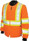 Am image of a Custom Tough Duck Quilted Safety Jacket in Fluorescent Orange!