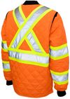Am image of a Custom Tough Duck Quilted Safety Jacket in Fluorescent Orange!