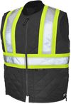 Am image of a Custom Tough Duck Quilted Safety Vest in Black!