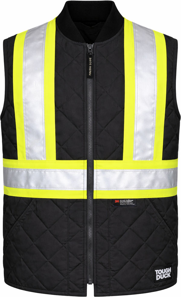 An image of a Custom Tough Duck Quilted Safety Vest in Black!