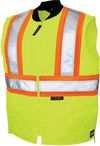 Am image of a Custom Tough Duck Quilted Safety Vest in Fluorescent Green!