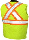 Am image of a Custom Tough Duck Quilted Safety Vest in Fluorescent Green!